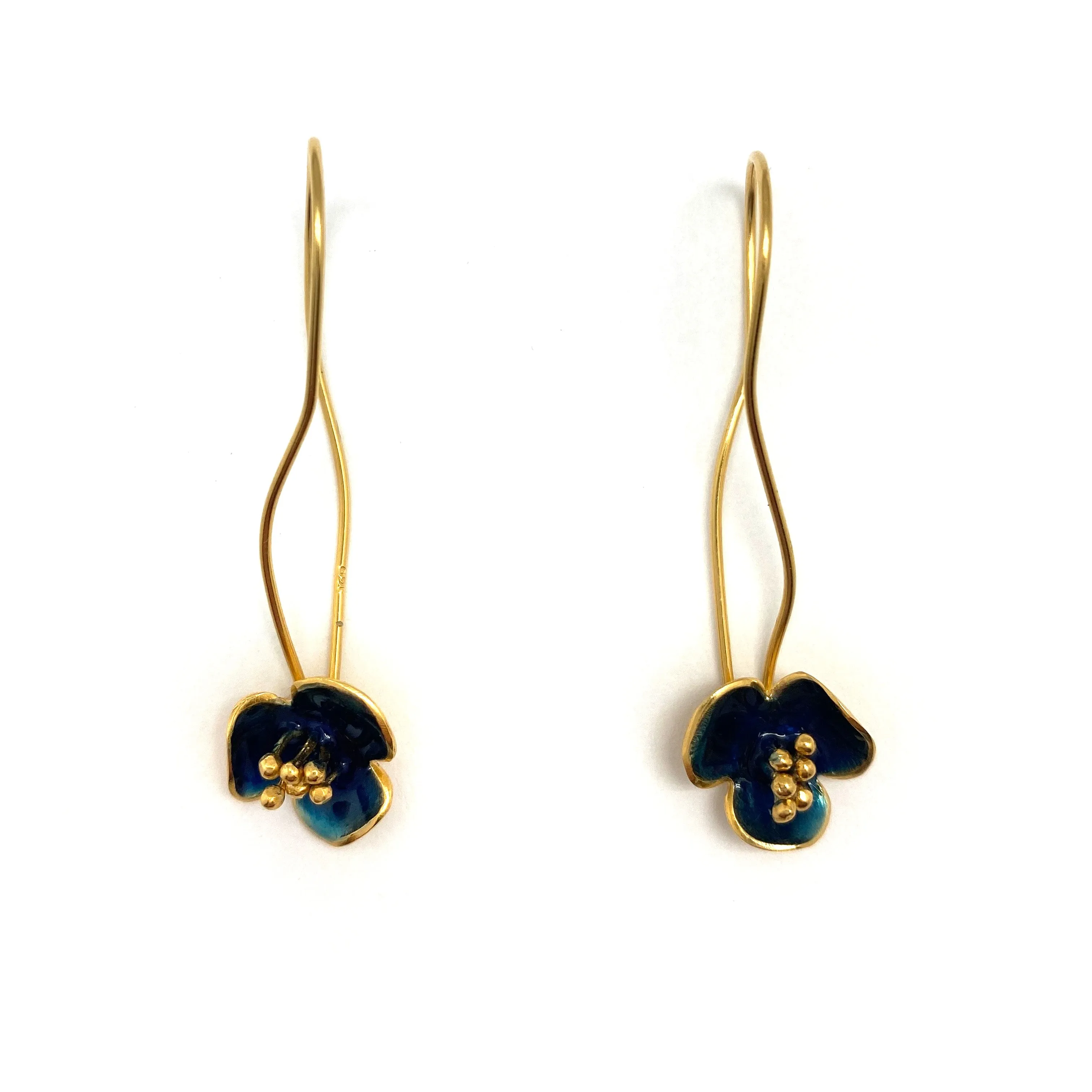 Navy Flower Dangle Earrings