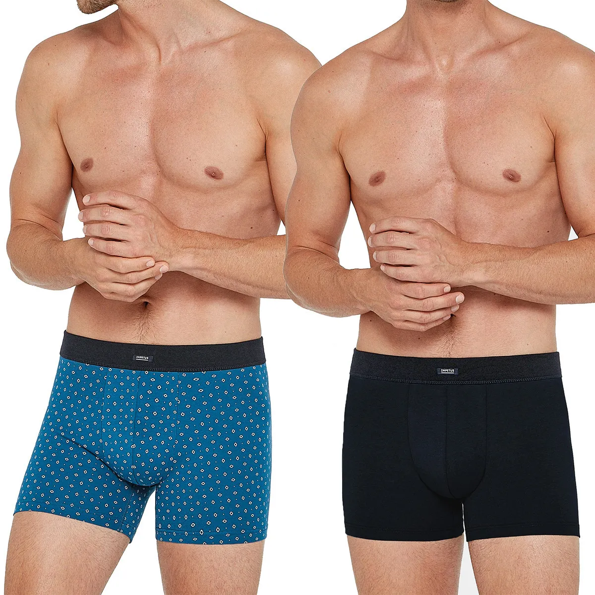 Pack de 2 boxers coton Oeko-tex uni imprimé homme ceinture tubulaire Besar Impetus