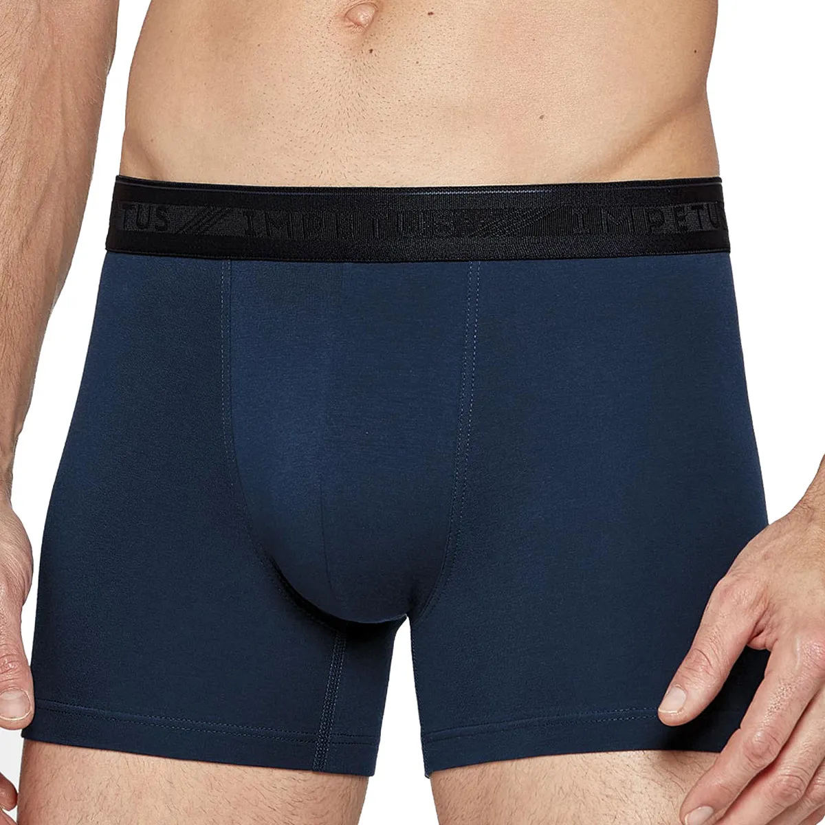 Pack de 2 boxers coton uni imprimé homme ceinture plate Azurite Impetus