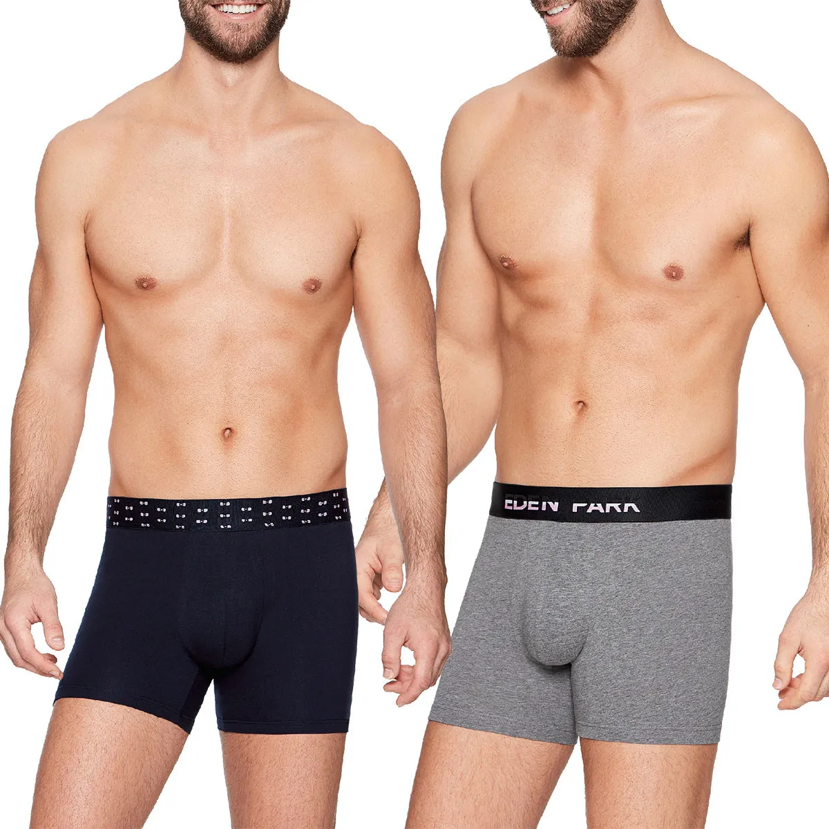 Pack de 2 boxers homme gris avec ceinture imprimée par Eden Park