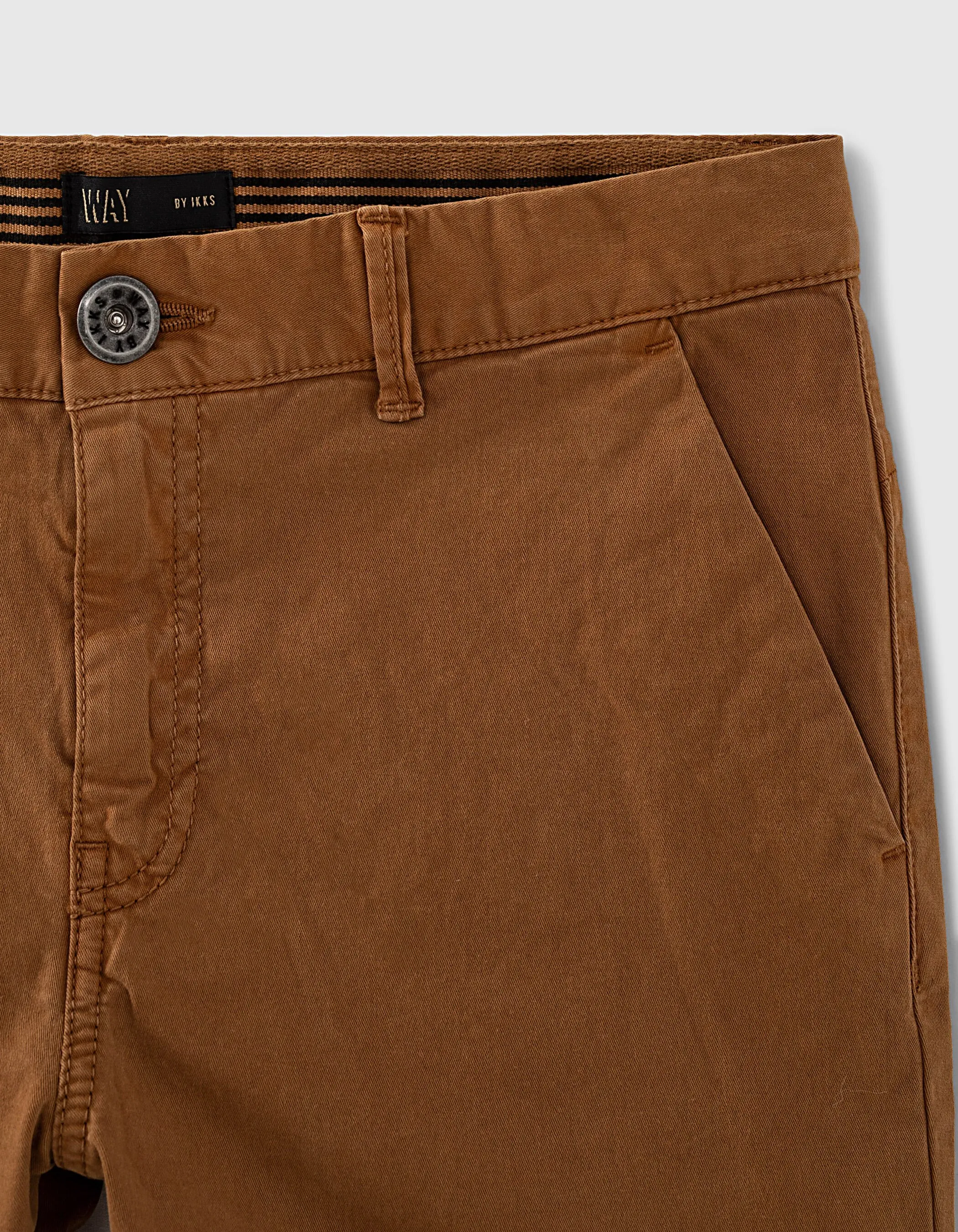 Pantalon chino dark brown avec ganses ceinture garçon