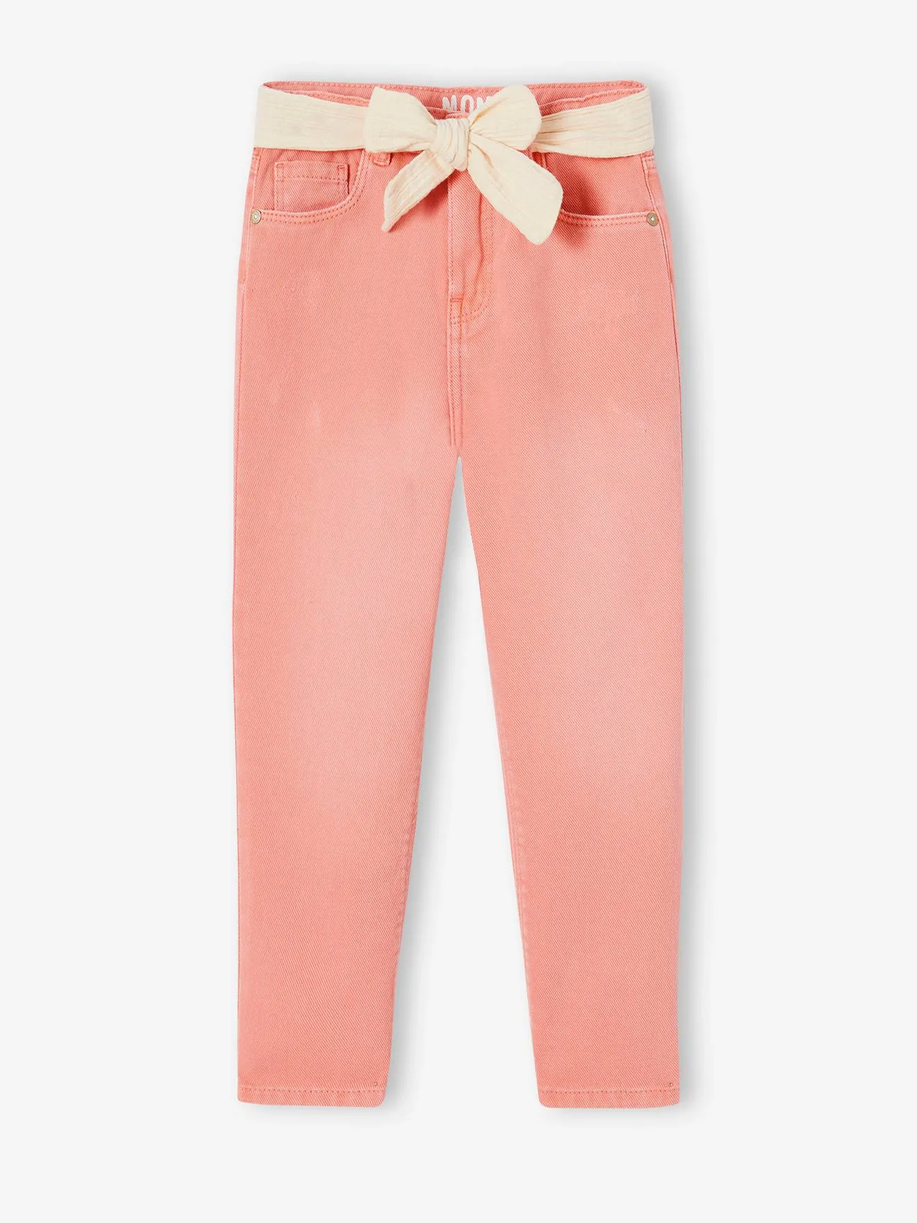 Pantalon Mom et sa ceinture en gaze de coton fille rouge - Vertbaudet