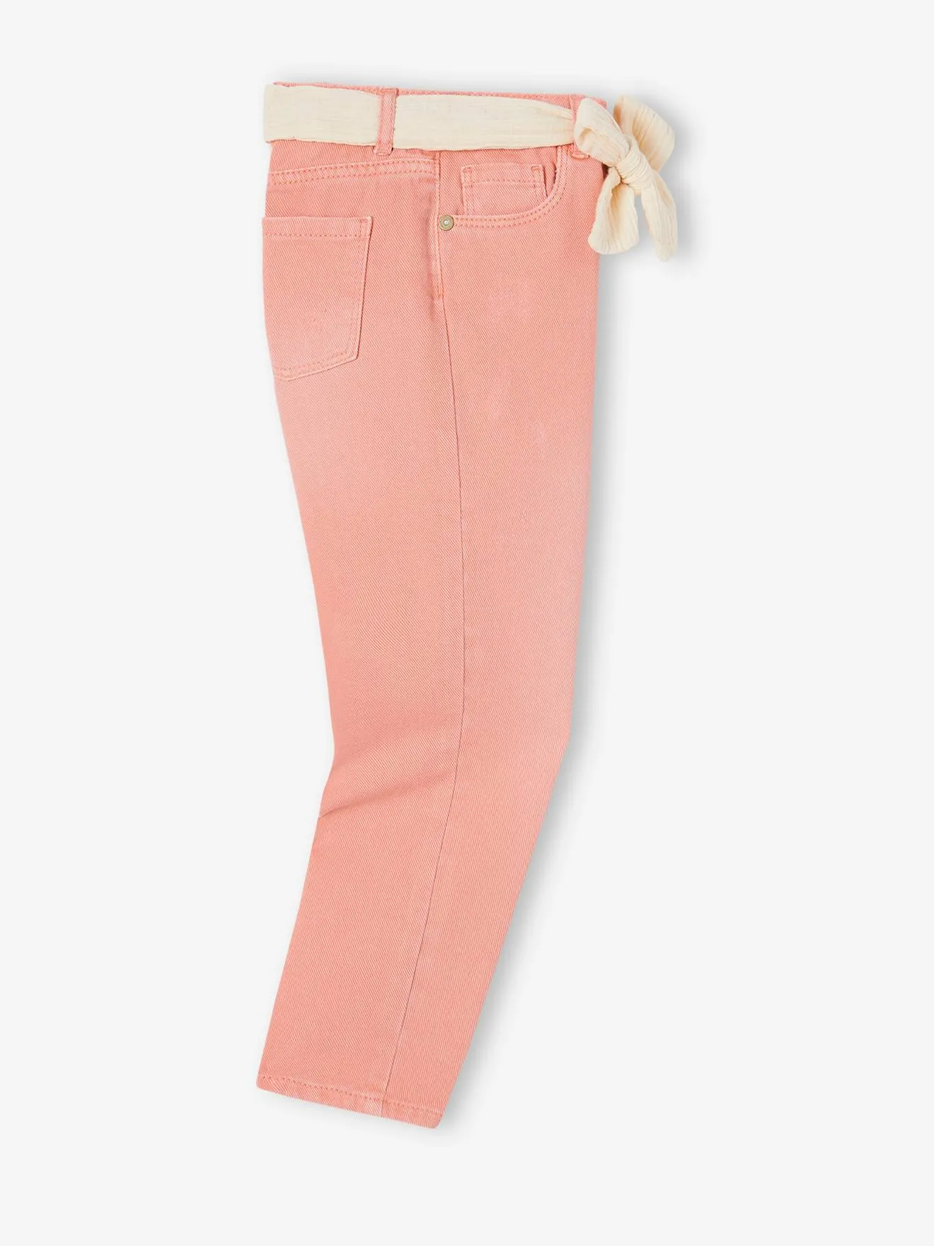 Pantalon Mom et sa ceinture en gaze de coton fille rouge - Vertbaudet