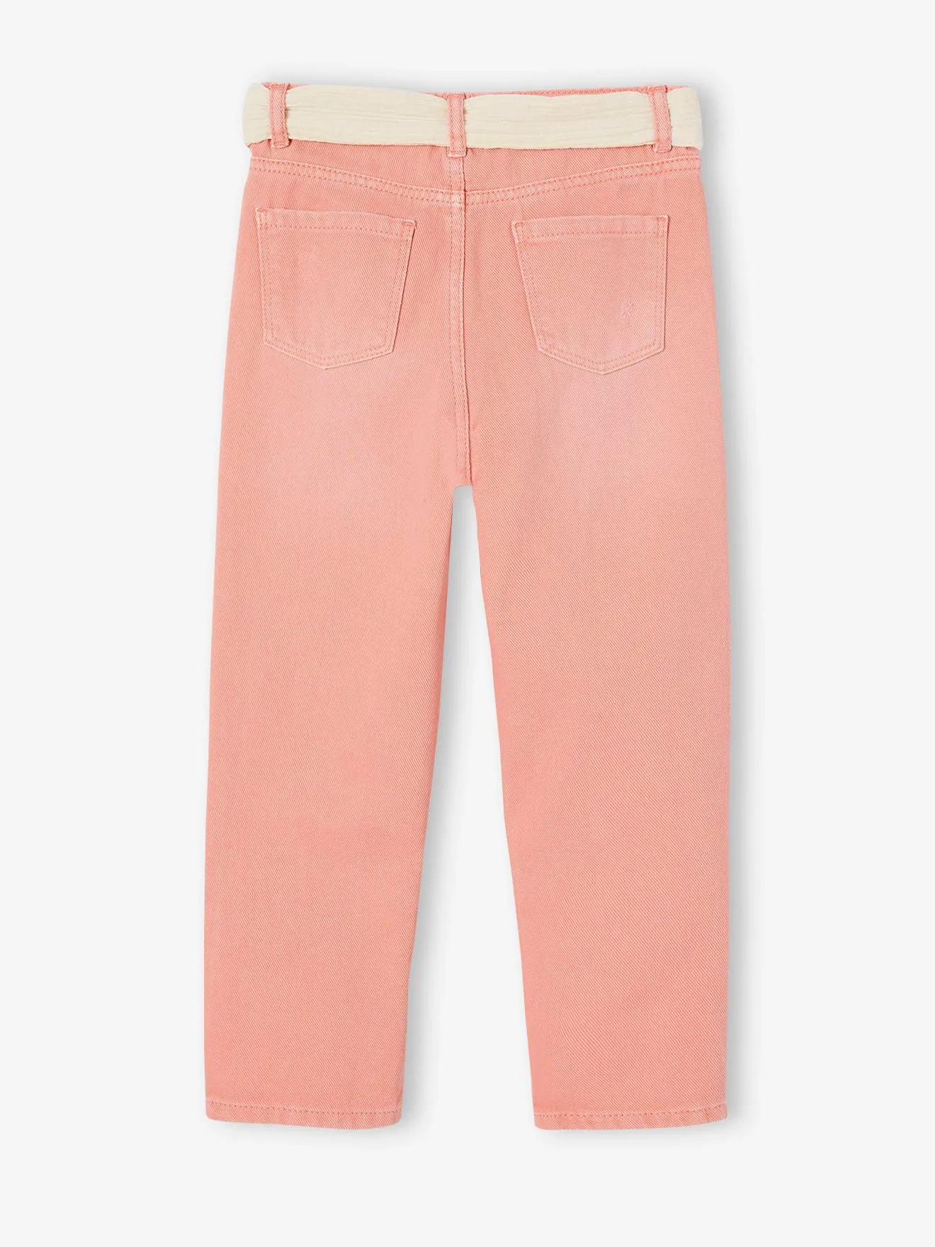 Pantalon Mom et sa ceinture en gaze de coton fille rouge - Vertbaudet