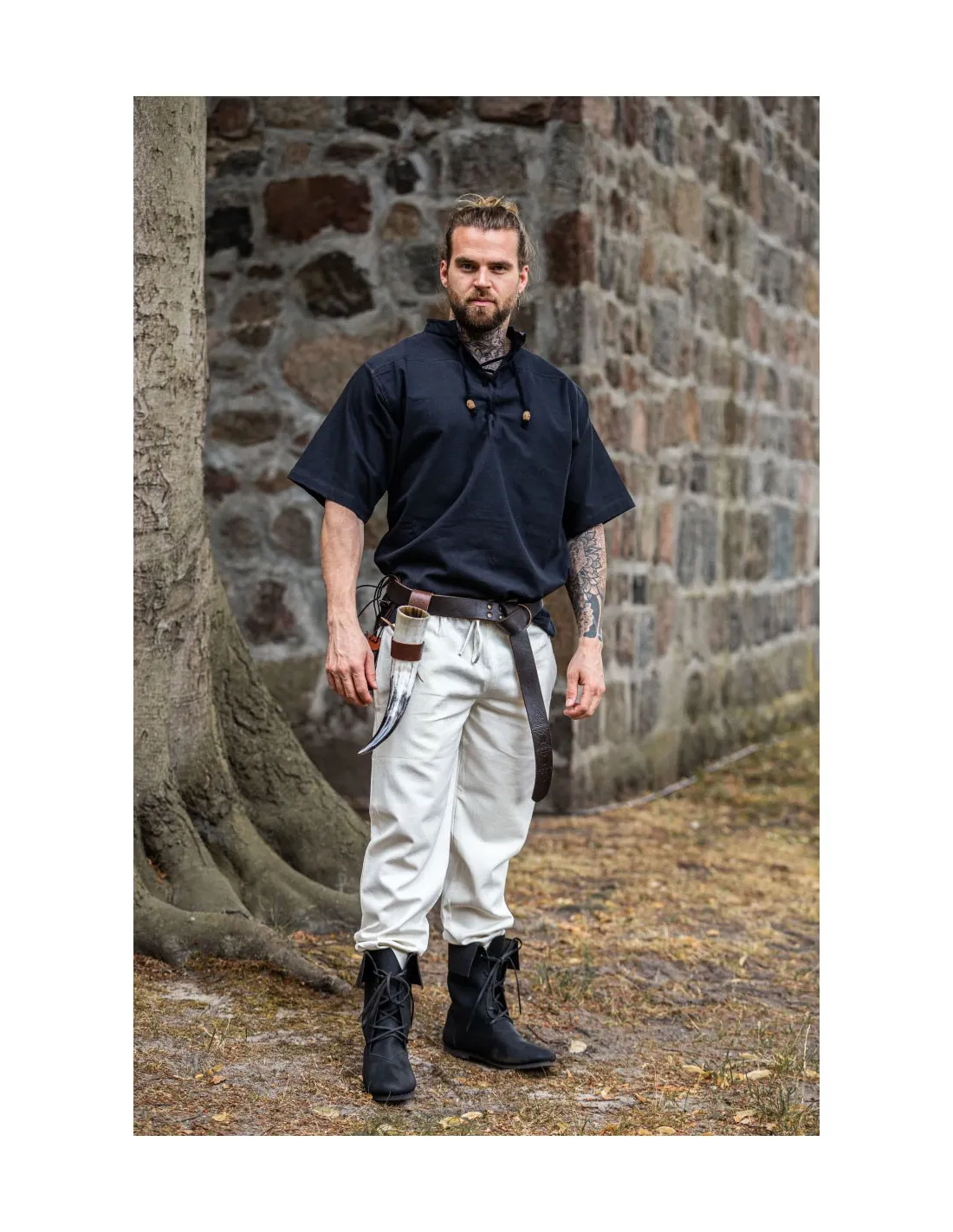 Pantalon médiéval unisexe de couleur NATURELLE avec ceinture élastique ⚔️