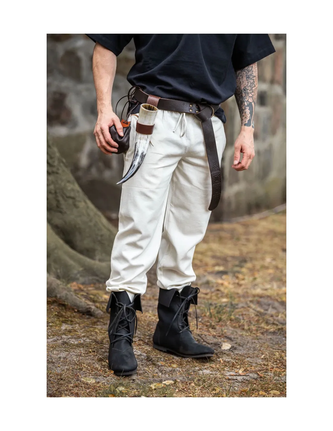 Pantalon médiéval unisexe de couleur NATURELLE avec ceinture élastique ⚔️