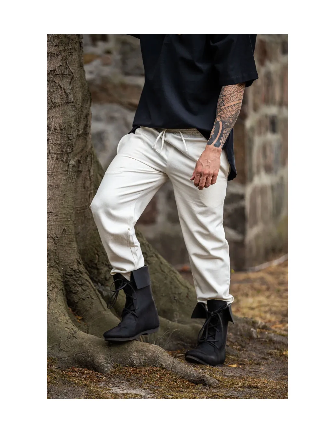 Pantalon médiéval unisexe de couleur NATURELLE avec ceinture élastique ⚔️