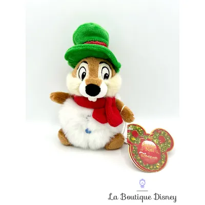 Peluche Tic Boule de Noël Disneyland Paris 2013 Disney Tic et Tac Neige chapeau vert 20 cm