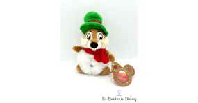 Peluche Tic Boule de Noël Disneyland Paris 2013 Disney Tic et Tac Neige chapeau vert 20 cm