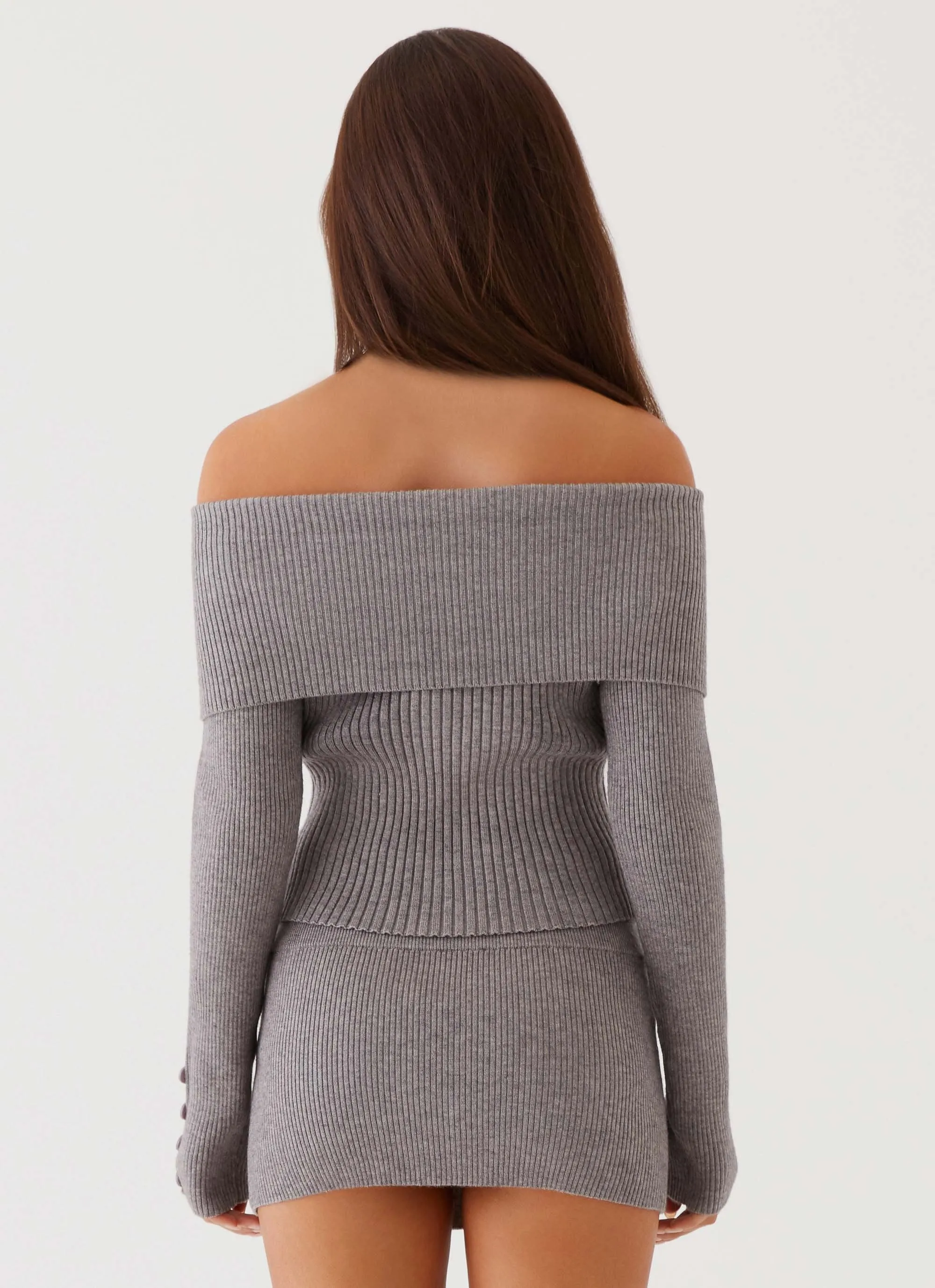 Peppermayo Exclusive - Frankie Arrow Knit Long Sleeve Top - Charcoal