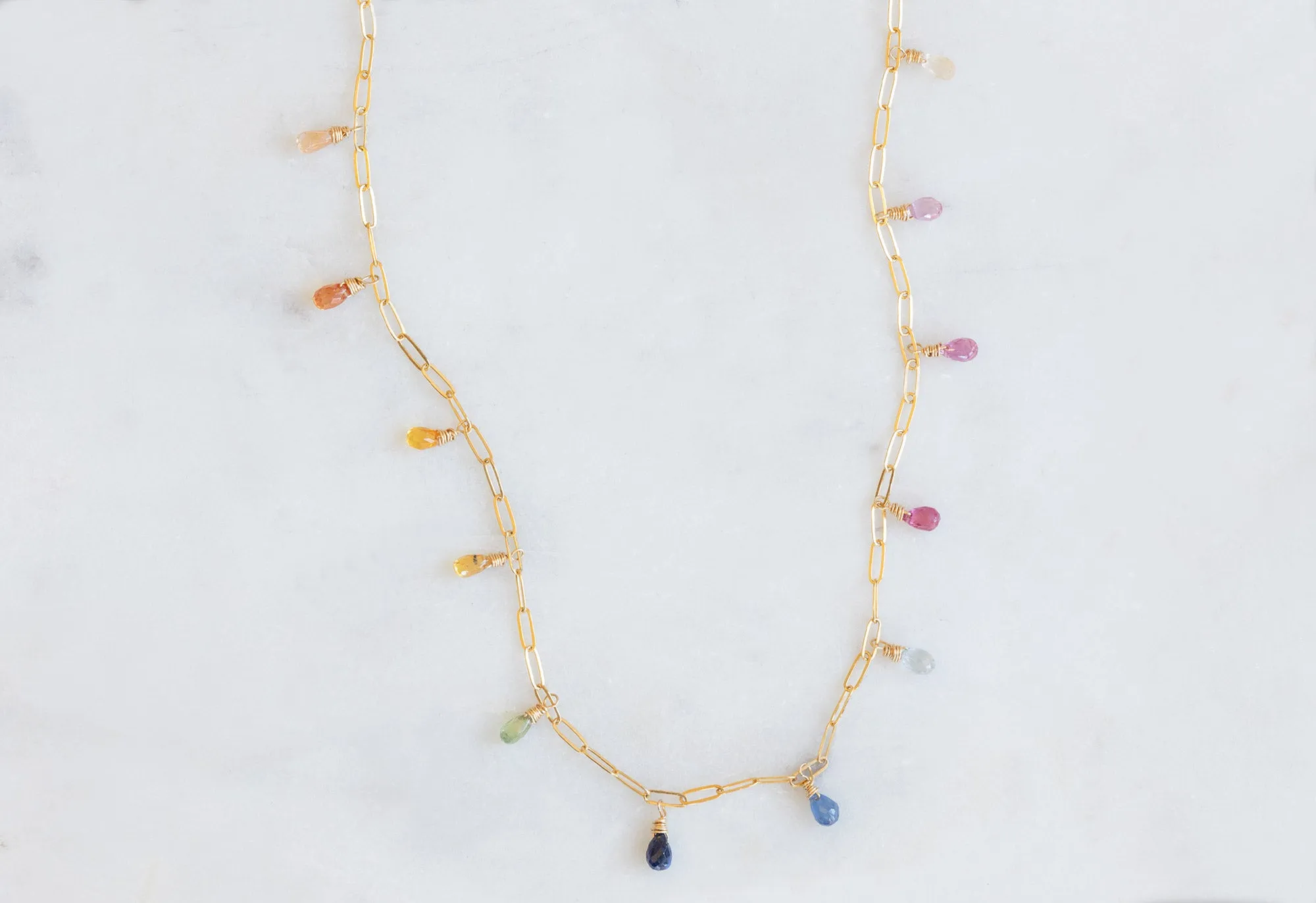 Rainbow Sapphire Briolette Necklace