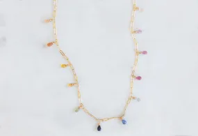 Rainbow Sapphire Briolette Necklace