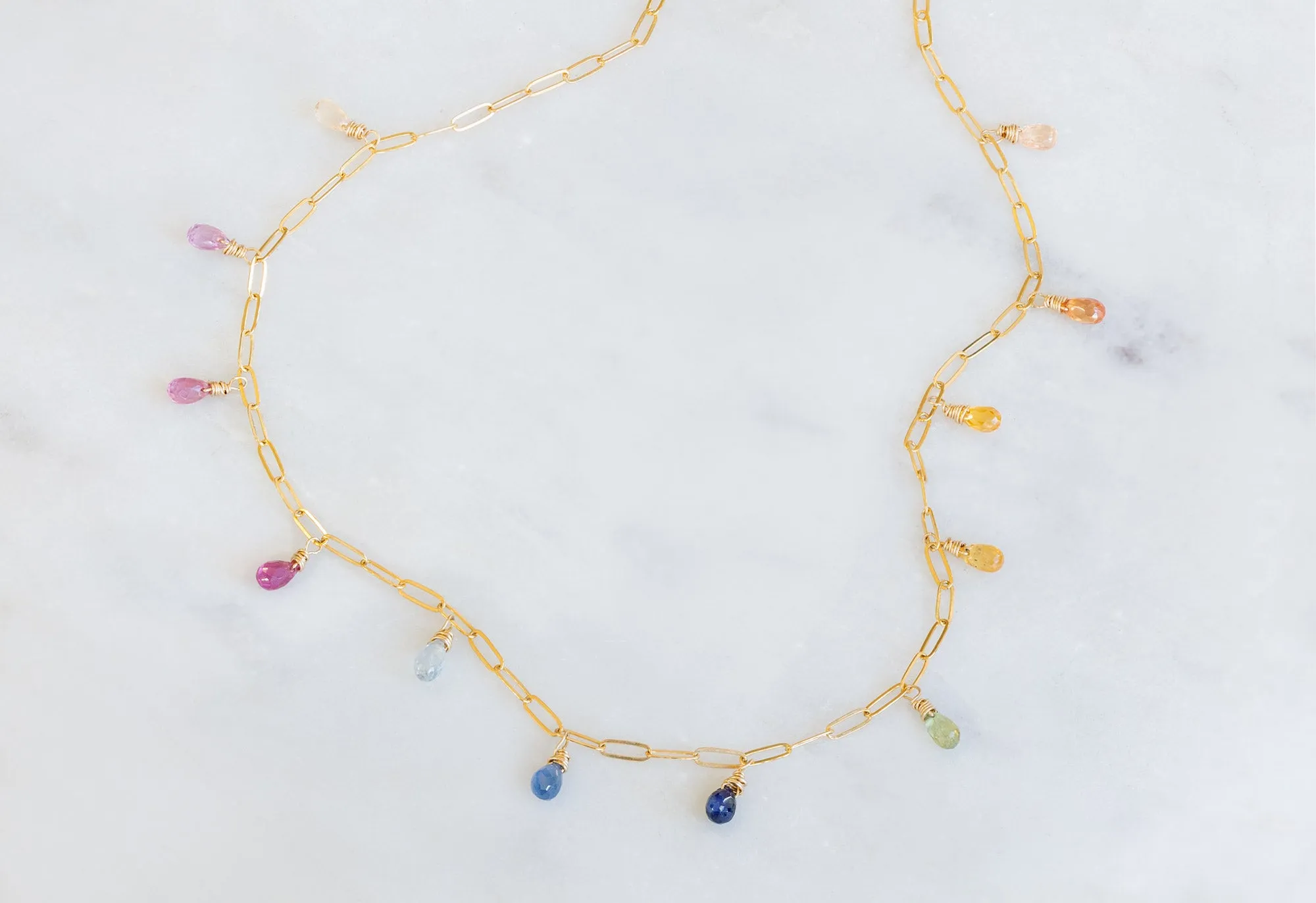 Rainbow Sapphire Briolette Necklace