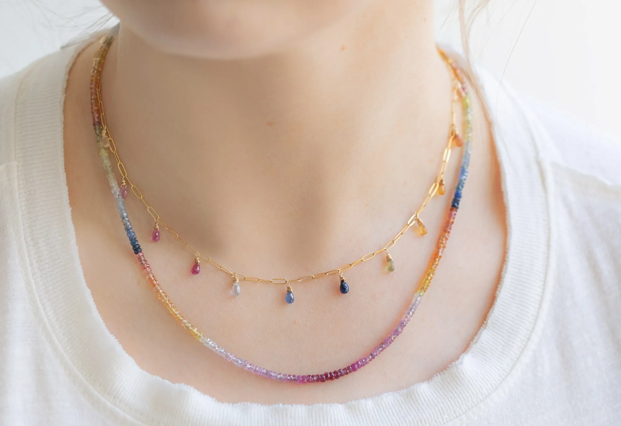 Rainbow Sapphire Briolette Necklace