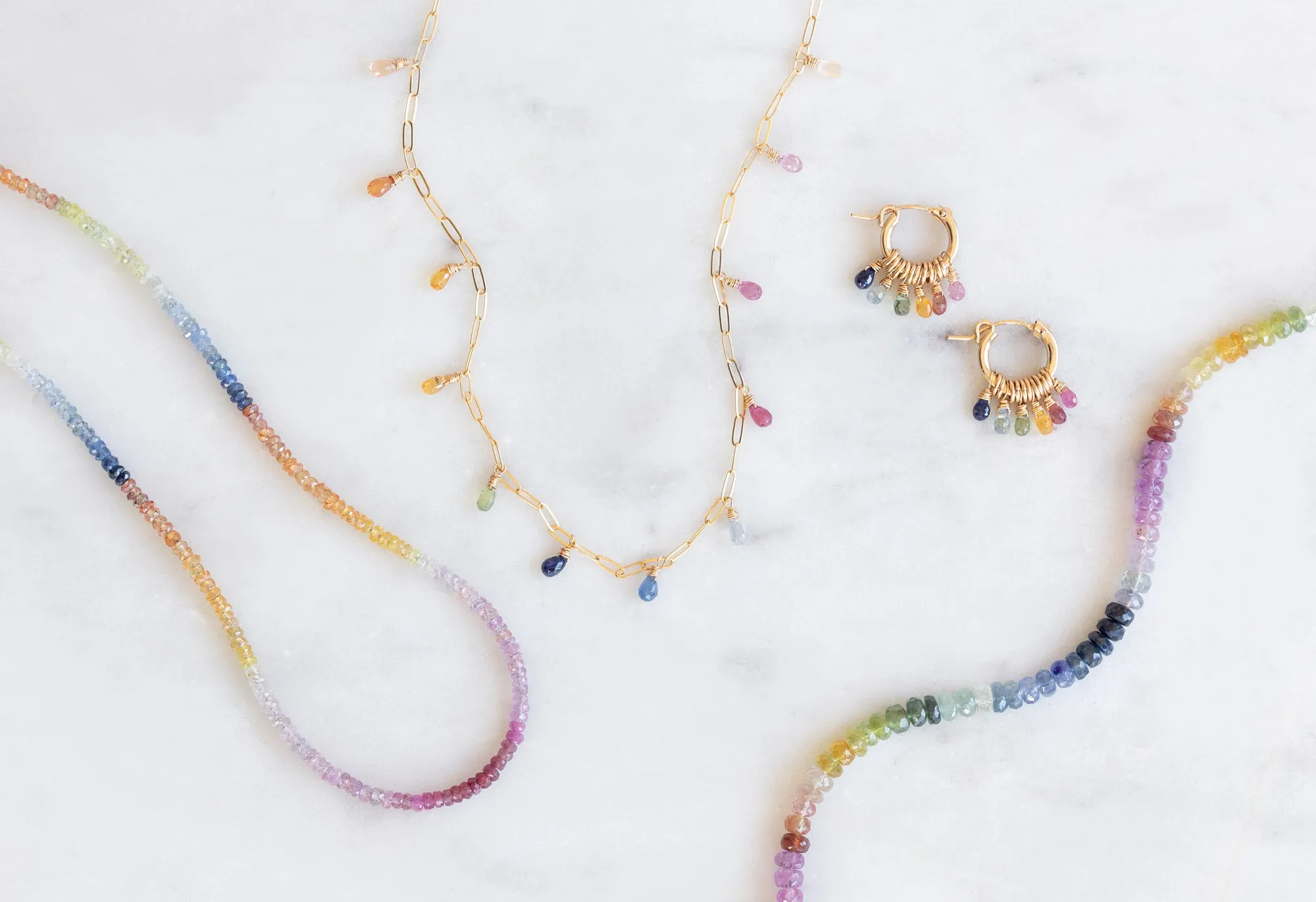 Rainbow Sapphire Briolette Necklace