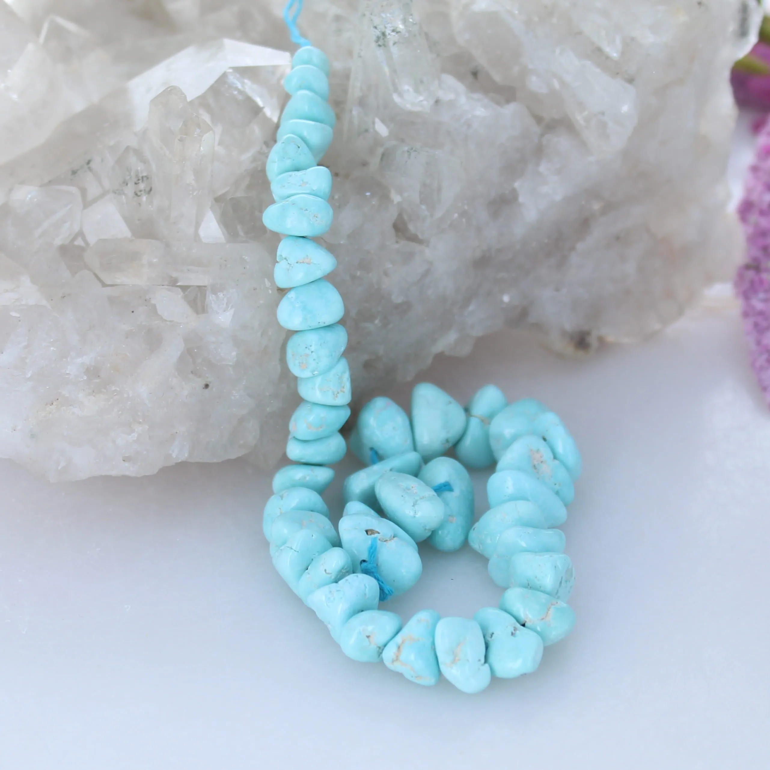 RARE WHITE CREEK Turquoise Beads 6-15mm 9