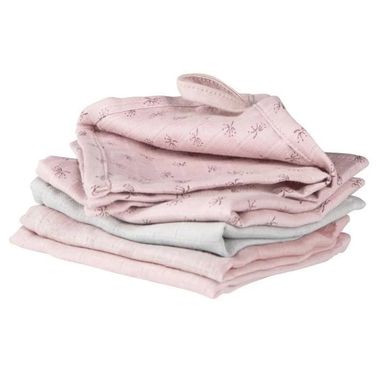 ROBA Lot de 5 Gants de Toilette Bébé "Lil Planet" 25 x 25 cm - Coton Bio - Rose/gris rose - Roba