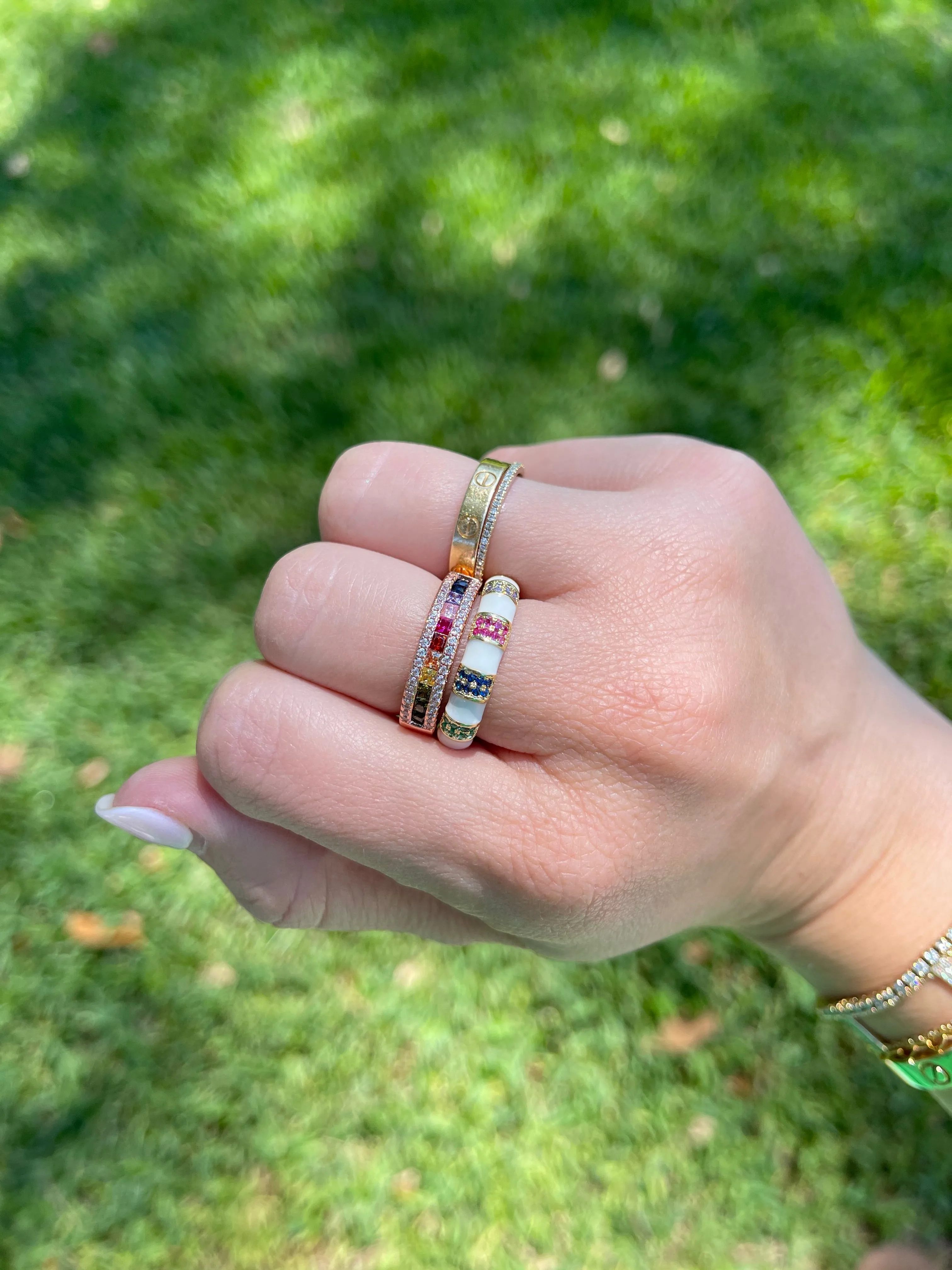 Rose Gold Pave Rainbow Ring