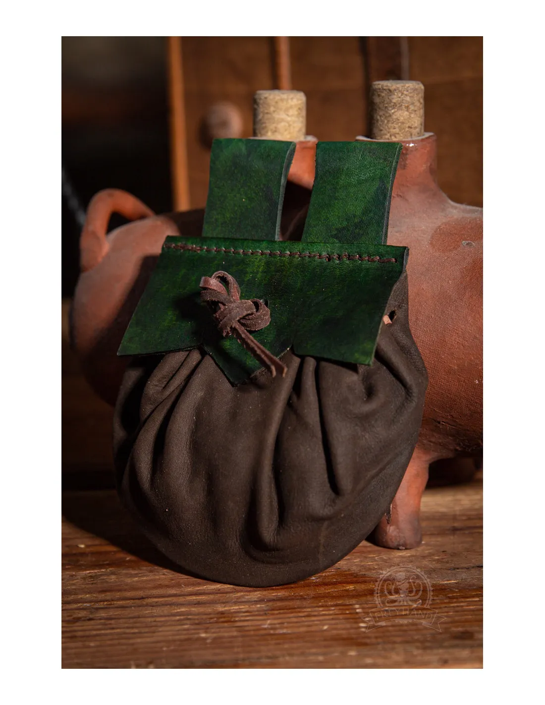 Sac mendiant médiéval pour ceinture - vert ⚔️ Boutique Épées