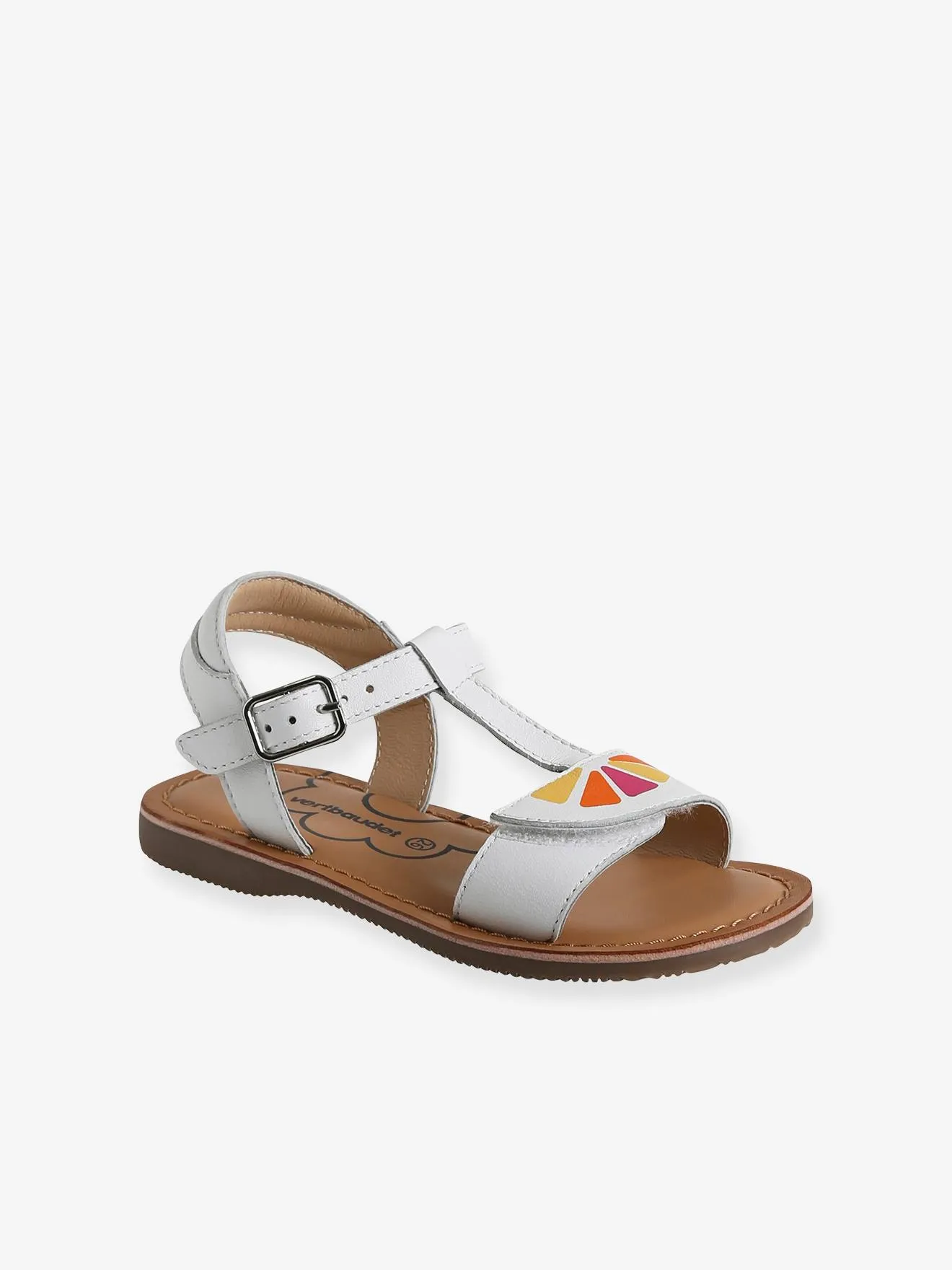 Sandales cuir fille collection maternelle blanc - Vertbaudet