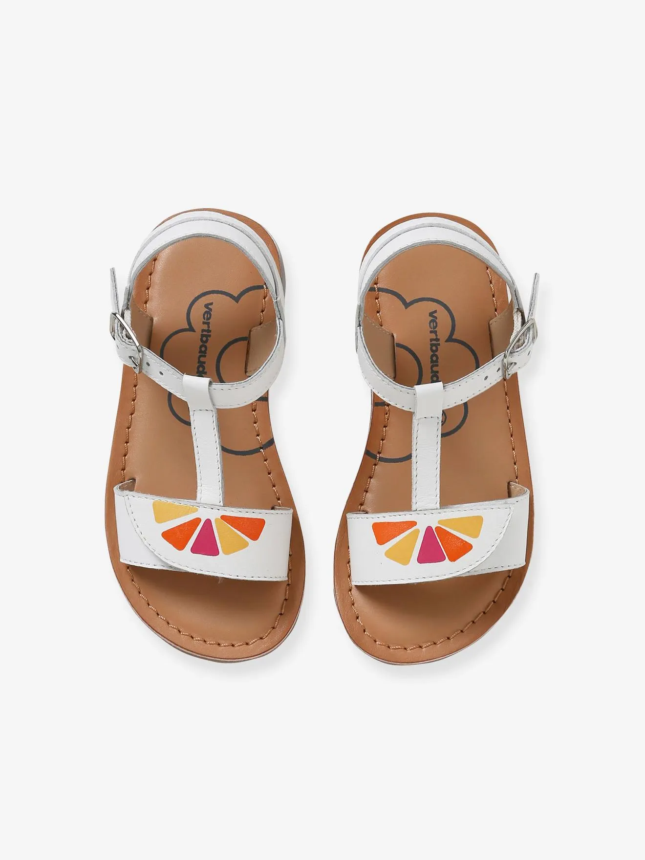 Sandales cuir fille collection maternelle blanc - Vertbaudet