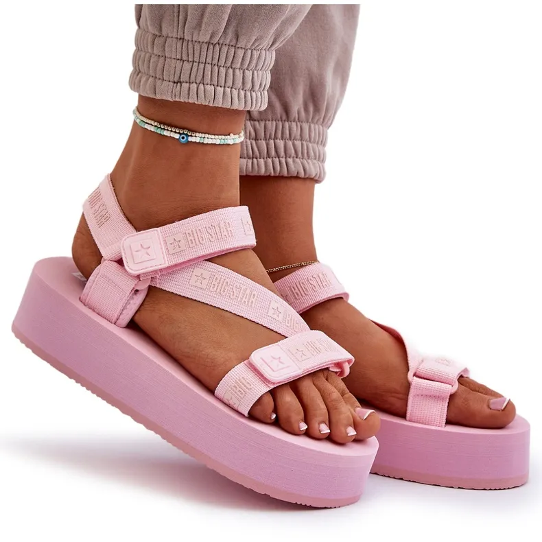 Sandales pour femmes sur la plateforme Big Star NN274A529 Rose