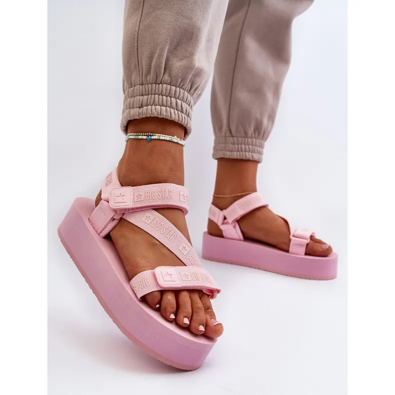 Sandales pour femmes sur la plateforme Big Star NN274A529 Rose