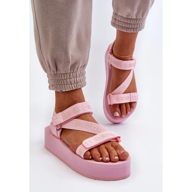 Sandales pour femmes sur la plateforme Big Star NN274A529 Rose