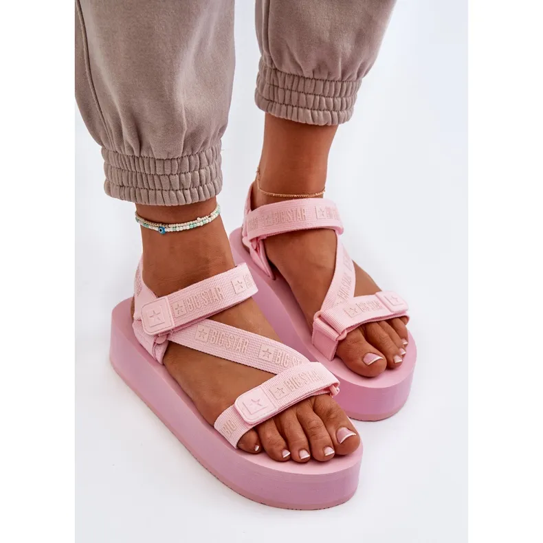 Sandales pour femmes sur la plateforme Big Star NN274A529 Rose