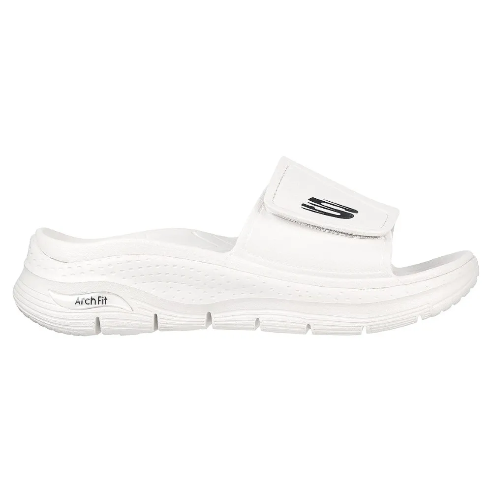 SKECHERS Men's Arch Fit Foamies Fee Slide (White)