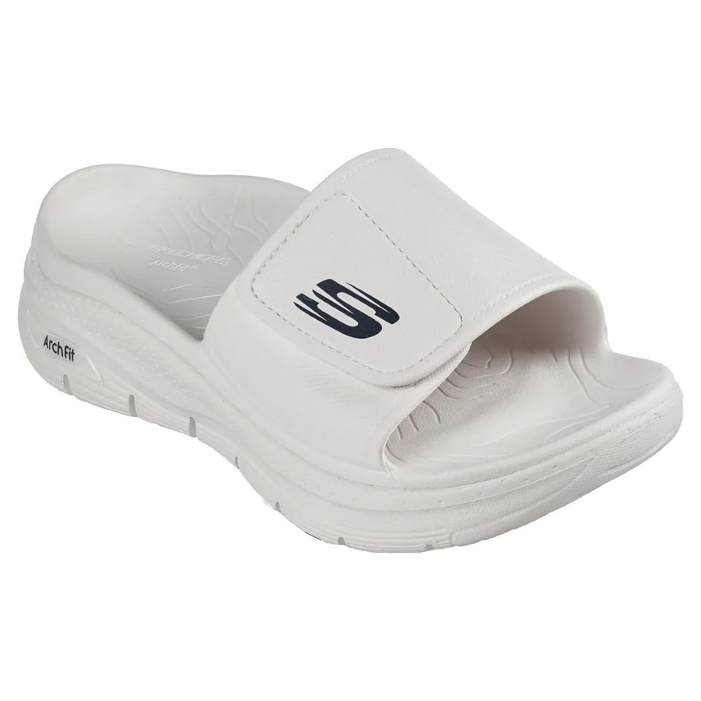 SKECHERS Men's Arch Fit Foamies Fee Slide (White)