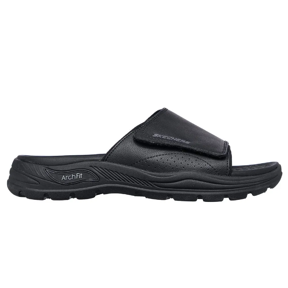 SKECHERS Men's Arch Fit Motley SD-Revelo Sandal (Black)