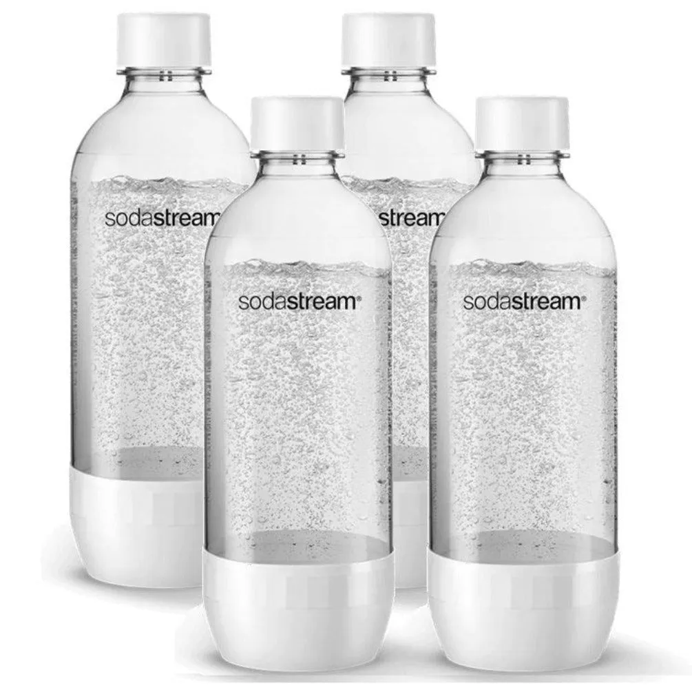 SodaStream Bottle Carbonating Sparkling 1L 4 Pack Jet White