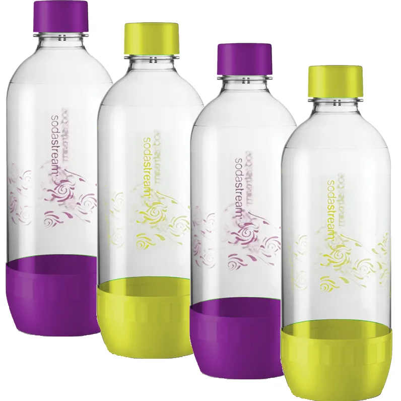 SodaStream Fuse Bottle Carbonating Sparkling 1L 4 Pack Summer Purple Green Colours