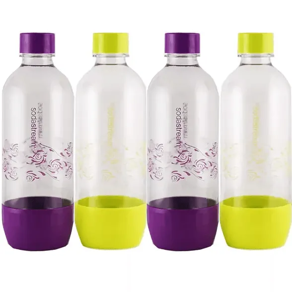 SodaStream Fuse Bottle Carbonating Sparkling 1L 4 Pack Summer Purple Green Colours