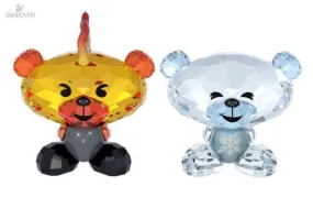 Swarovski Colored Crystal FigurineS Set of 2 Bo Bear FIRE & ICE #5004496 New