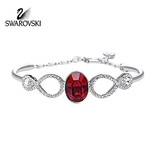 Swarovski Siam Red & Clear Crystal MILES BANGLE Bracelet Medium #5039225