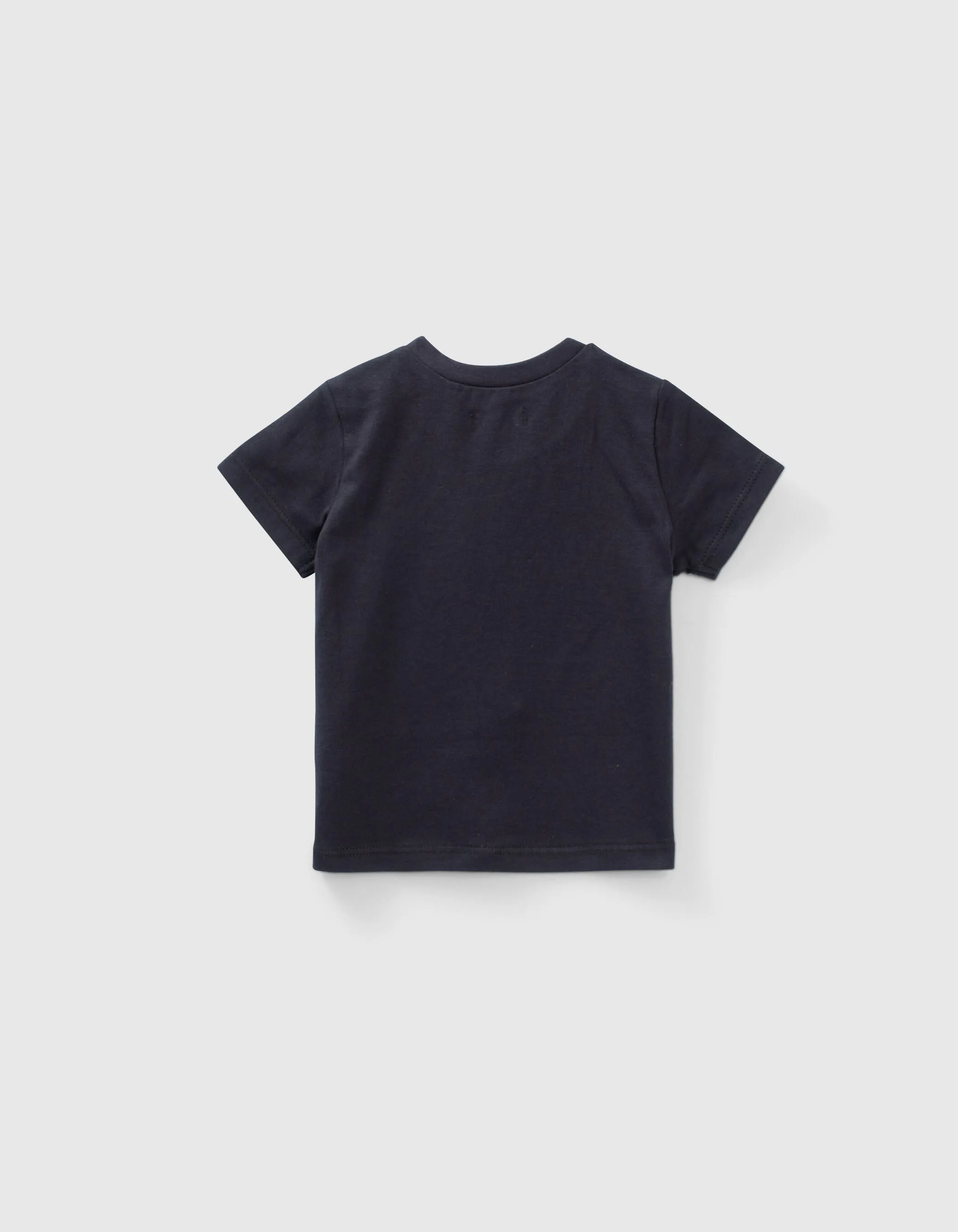 T-shirt marine coton bio avec chapeau bébé garçon