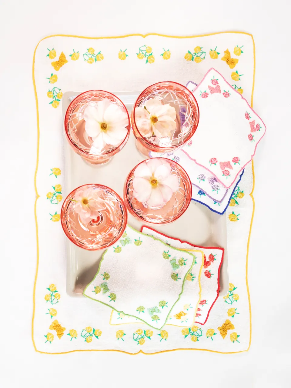 The Rainbow Coaster, Set of 6 - Everything Rainbow Floral / Linen