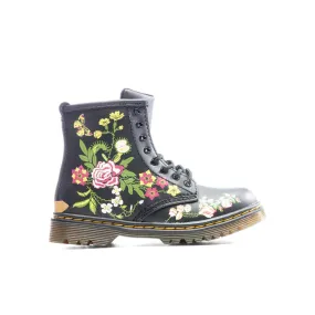 Toddler 1460 Floral Leather Lace Up Boots - Black