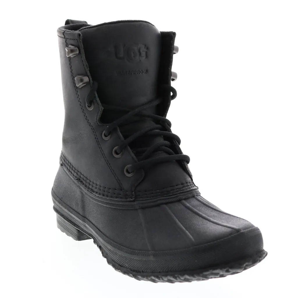 Ugg Yucca 1015382-BLK Mens Black Leather Lace Up Casual Dress Boots