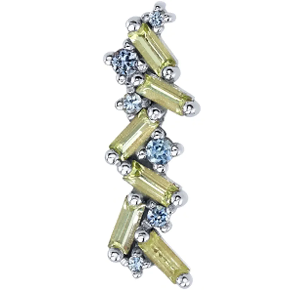 Valus Threaded End in Gold with Peridot & Grey Sapphires