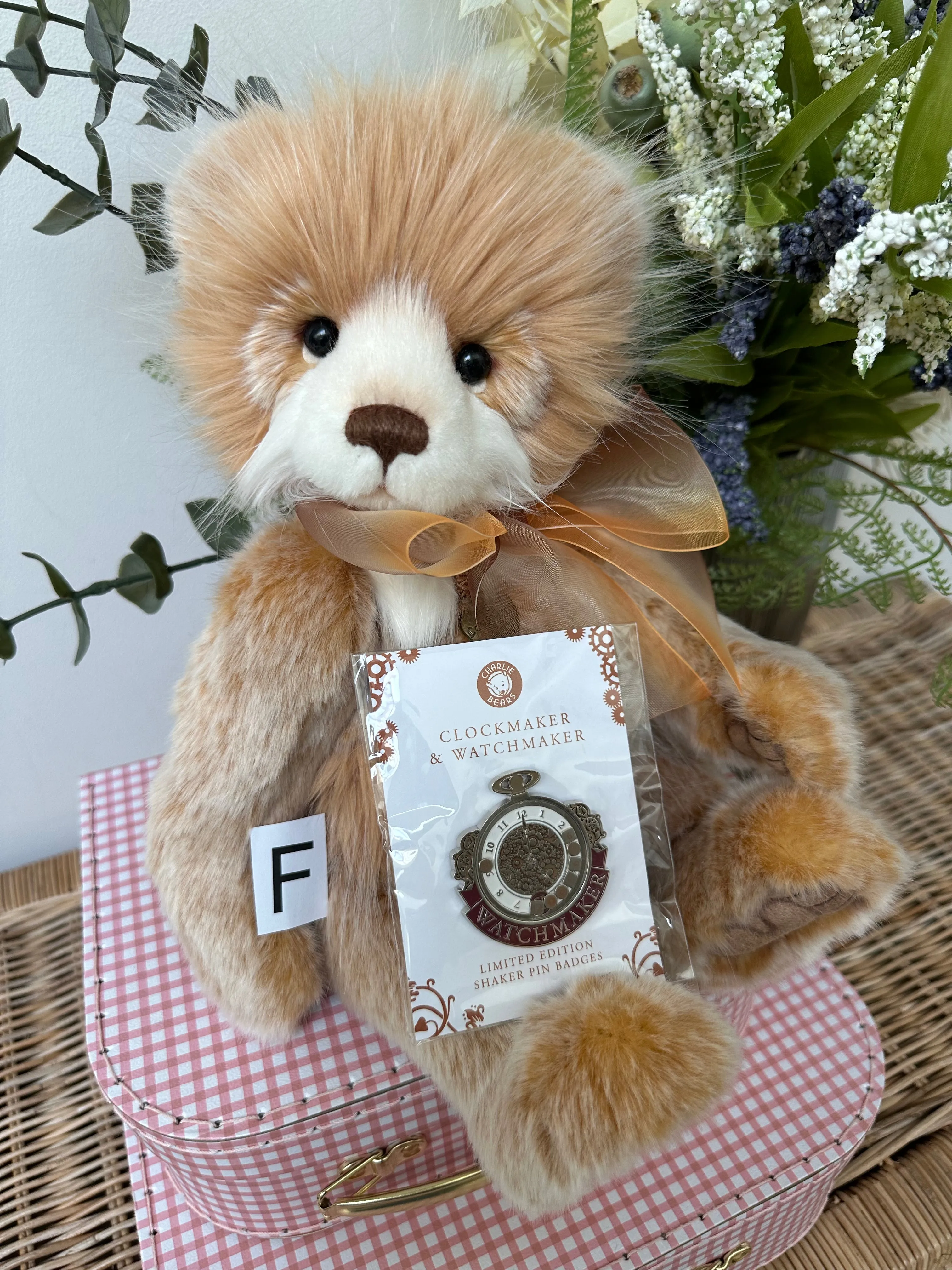 Watchmaker Charlie Bears Cuddle Time Teddy Bear with Bonus Pin Badge