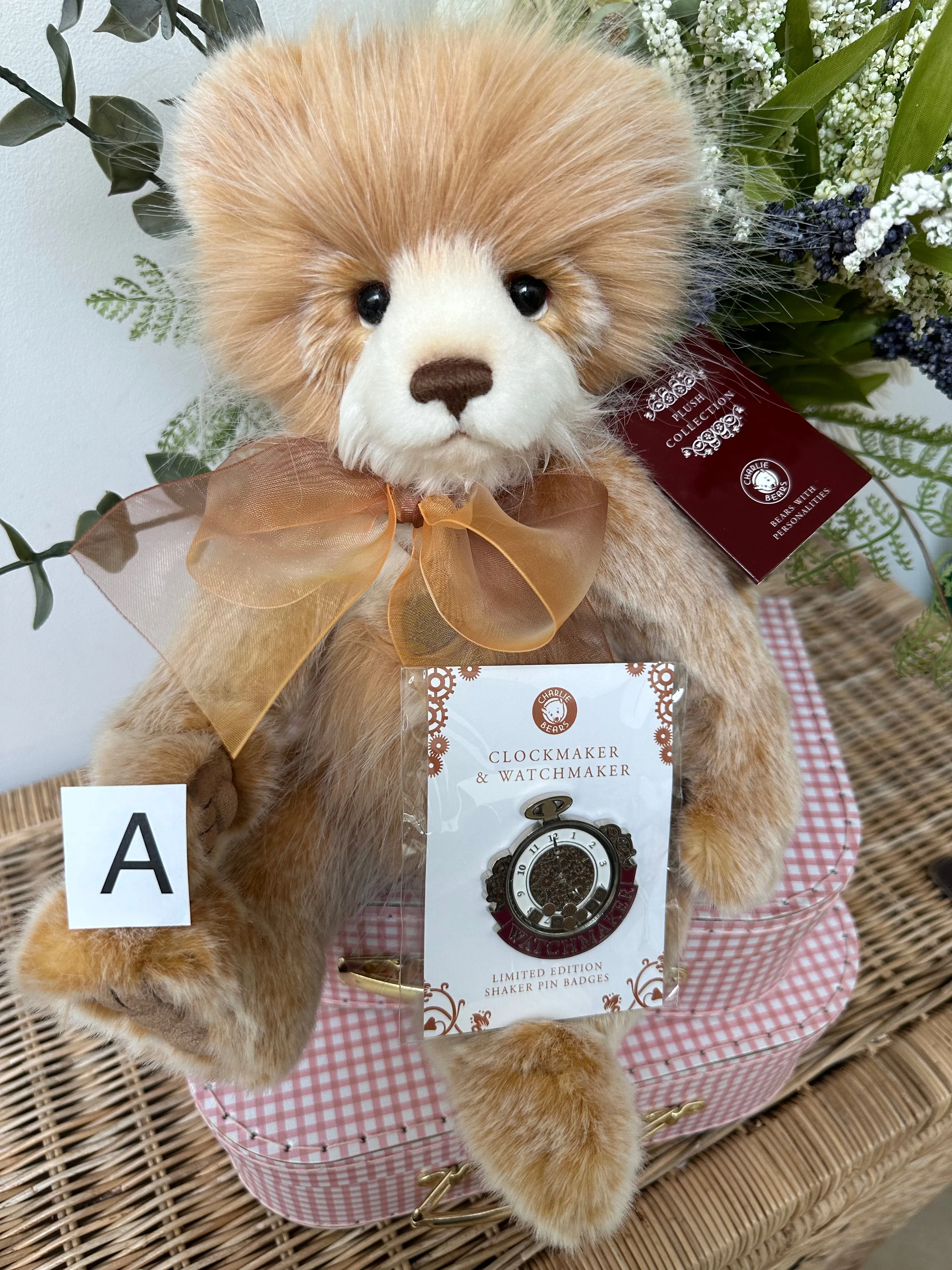 Watchmaker Charlie Bears Cuddle Time Teddy Bear with Bonus Pin Badge