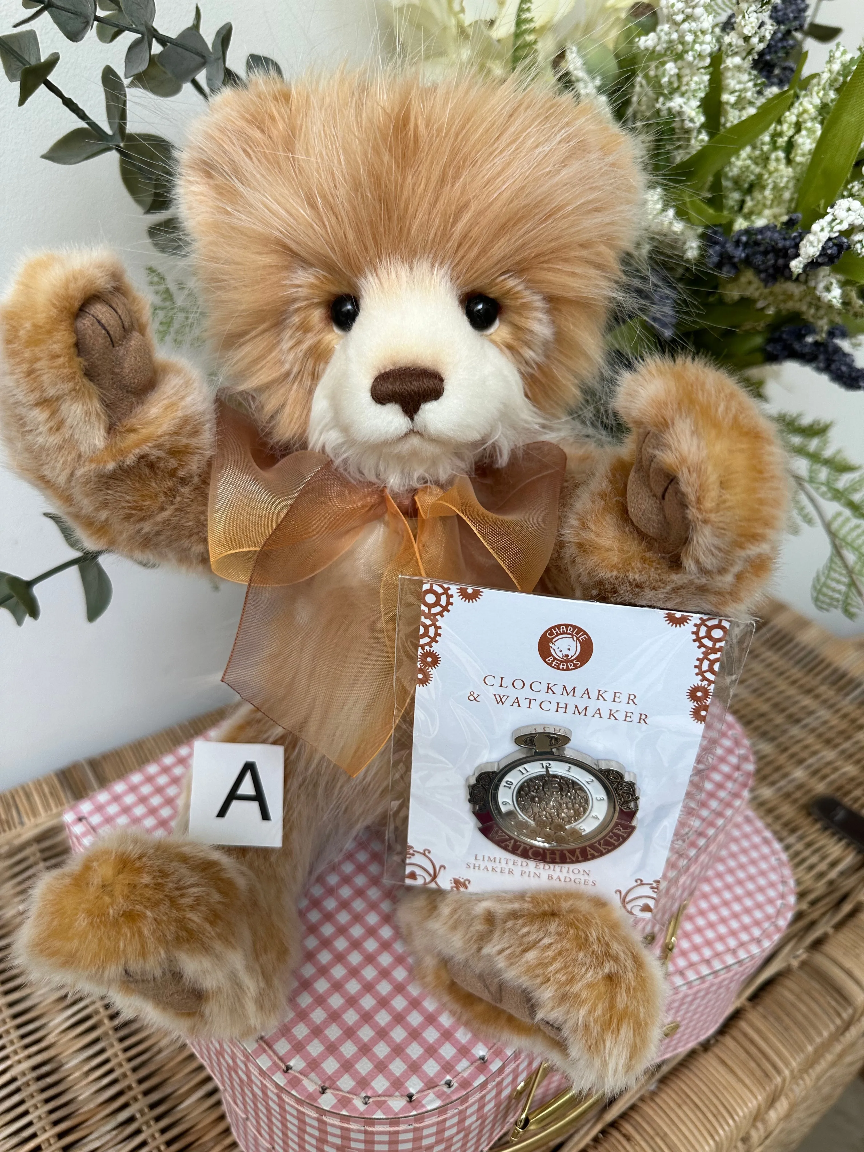 Watchmaker Charlie Bears Cuddle Time Teddy Bear with Bonus Pin Badge